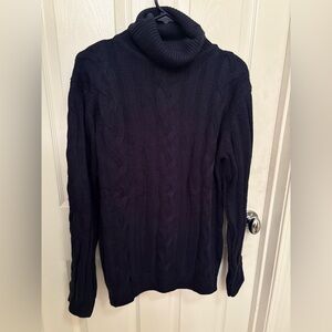 Coofandy Men's Classic Navy Cable Knit Turtleneck Sweater Size Large